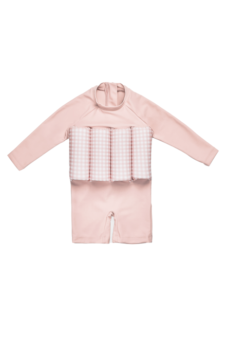 Gingham Diving Long Sleeves Floatsuit - Pink Blush