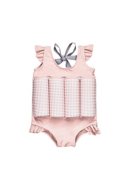 Gingham Leotard Sleeveless Floatsuit - Pink Blush