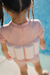 Stripes & Blooms Diving Short Sleeves Floatsuit