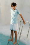 Bleu Marine Unisex Top & Pants Two Pieces Swimwear, Baju Renang Anak